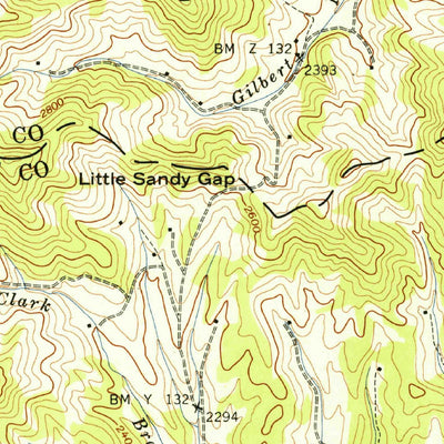 United States Geological Survey Sandymush, NC (1942, 24000-Scale) digital map