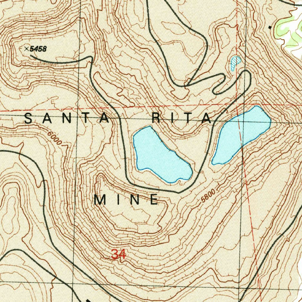 Santa Rita Mine, NM (1992, 24000-Scale) Map by United States Geological ...