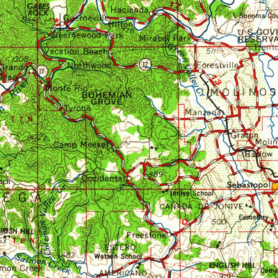 United States Geological Survey Santa Rosa, CA (1964, 250000-Scale) digital map