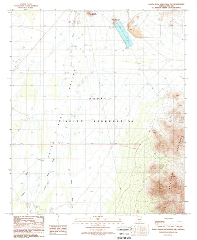 United States Geological Survey Santa Rosa Mountains NW, AZ (1989, 24000-Scale) digital map