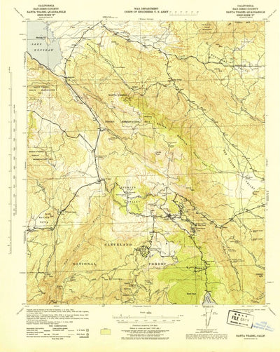 United States Geological Survey Santa Ysabel, CA (1943, 62500-Scale) digital map