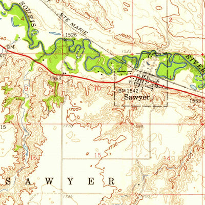 United States Geological Survey Sawyer, ND (1949, 62500-Scale) digital map