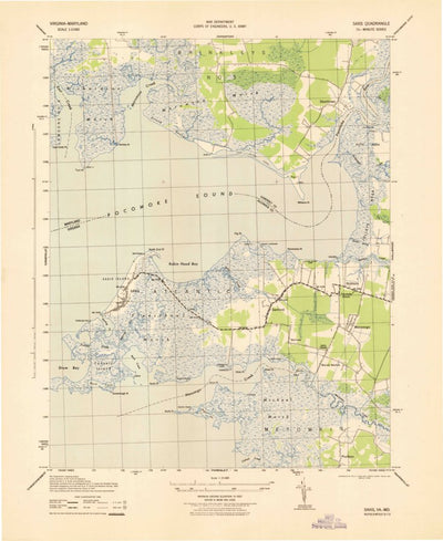 United States Geological Survey Saxis, VA-MD (1943, 31680-Scale) digital map