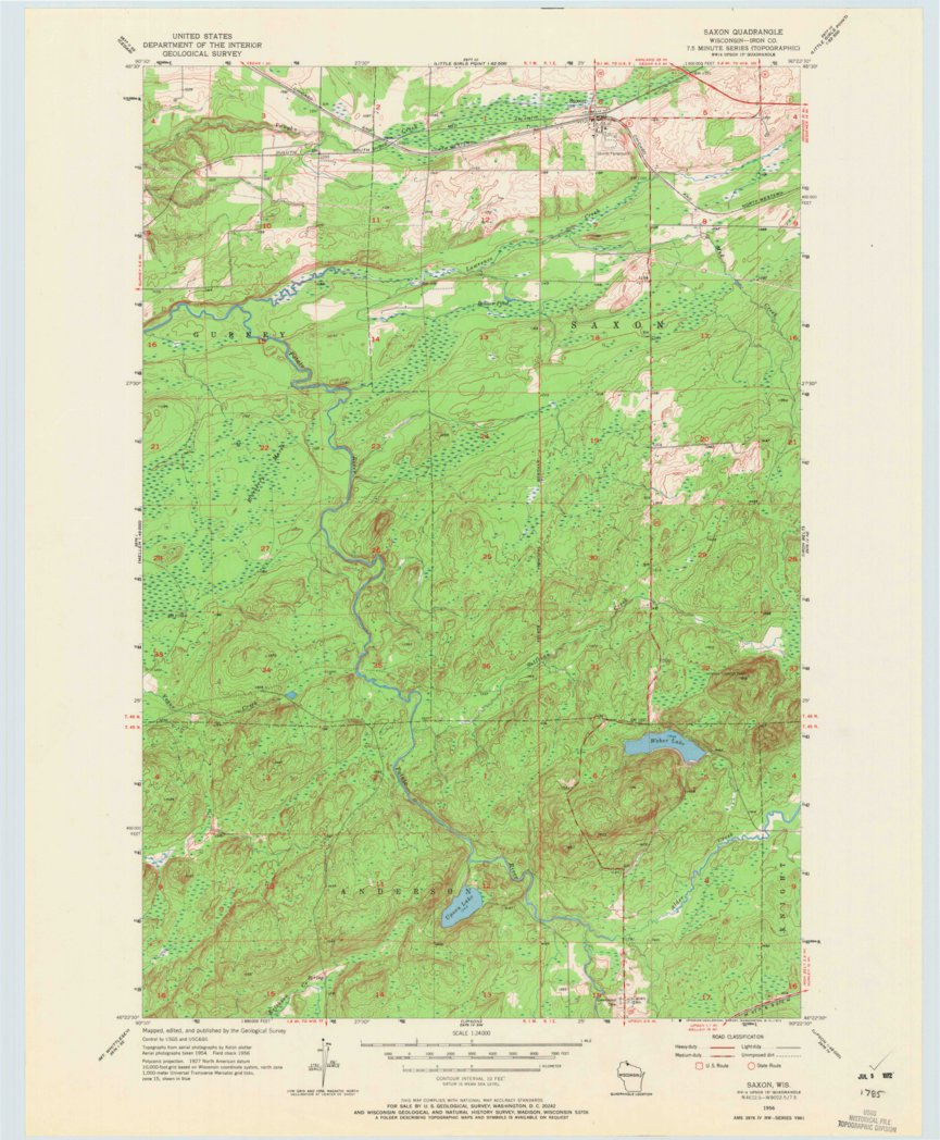 Saxon, WI (1956, 24000-Scale) Map by United States Geological Survey ...