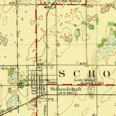 United States Geological Survey Schoolcraft, MI (1922, 62500-Scale) digital map