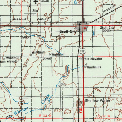 United States Geological Survey Scott City, KS (1955, 250000-Scale) digital map