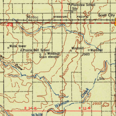 United States Geological Survey Scott City, KS (1958, 250000-Scale) digital map