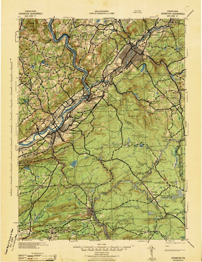 United States Geological Survey Scranton, PA (1943, 125000-Scale) digital map