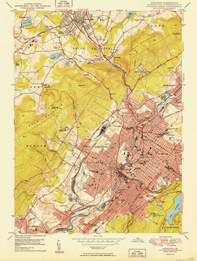 United States Geological Survey Scranton, PA (1950, 24000-Scale) digital map