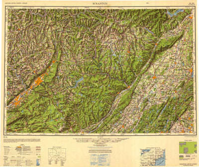 United States Geological Survey Scranton, PA-NY-NJ (1950, 250000-Scale) digital map