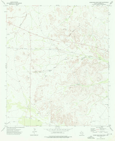 United States Geological Survey Screw Bean Draw West, TX (1973, 24000-Scale) digital map