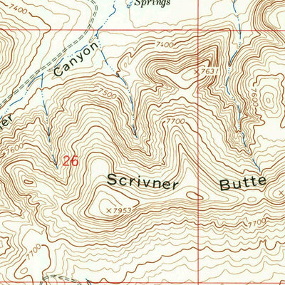 United States Geological Survey Scrivner Butte, WY-CO (1963, 24000-Scale) digital map