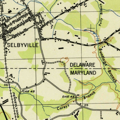 United States Geological Survey Selbyville, DE-MD (1943, 31680-Scale) digital map