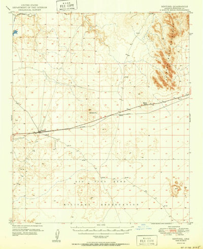 United States Geological Survey Sentinel, AZ (1950, 62500-Scale) digital map