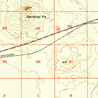 United States Geological Survey Sentinel, AZ (1950, 62500-Scale) digital map