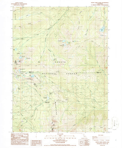United States Geological Survey Seven Lakes Basin, CA (1986, 24000-Scale) digital map