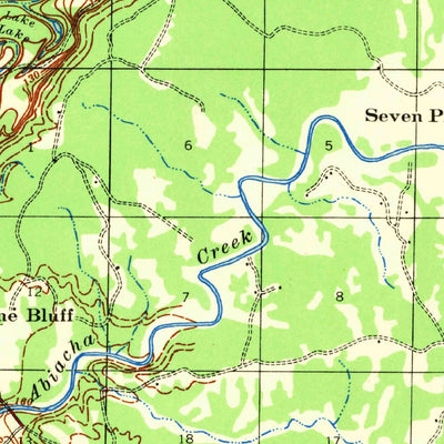 United States Geological Survey Seven Pines, MS (1940, 62500-Scale) digital map