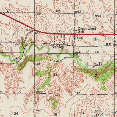 United States Geological Survey Severy, KS (1939, 62500-Scale) digital map
