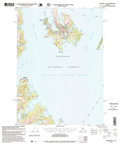 United States Geological Survey Seward C-3, AK (1995, 63360-Scale) digital map