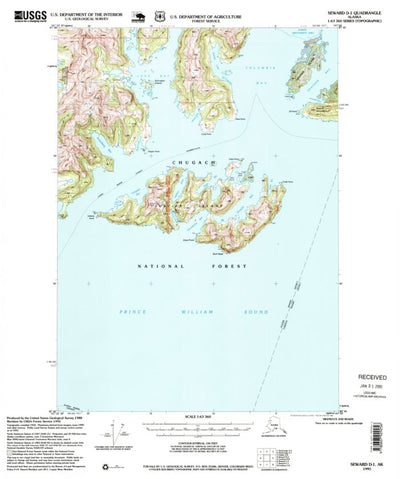 United States Geological Survey Seward D-1, AK (1995, 63360-Scale) digital map