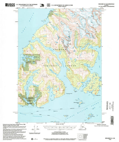 United States Geological Survey Seward D-3, AK (1995, 63360-Scale) digital map