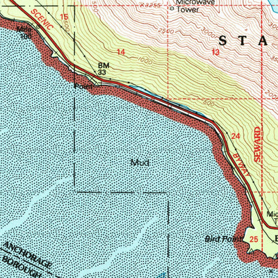 United States Geological Survey Seward D-7, AK (1994, 63360-Scale) digital map