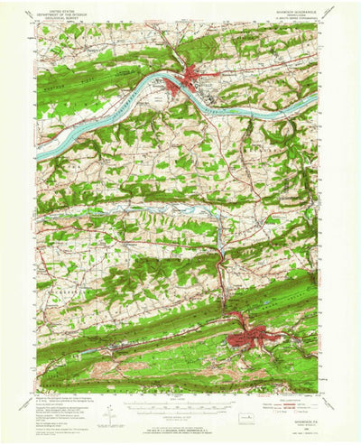 United States Geological Survey Shamokin, PA (1952, 62500-Scale) digital map