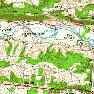 United States Geological Survey Shamokin, PA (1952, 62500-Scale) digital map