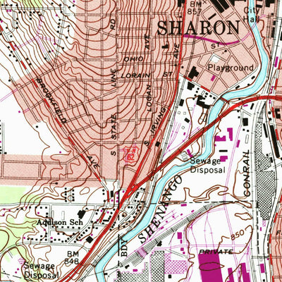 United States Geological Survey Sharon West, PA-OH (1962, 24000-Scale) digital map