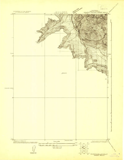 United States Geological Survey Shasta Valley Sheet No 3 S, CA (1922, 24000-Scale) digital map