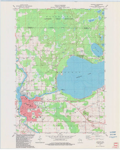 United States Geological Survey Shawano, WI (1982, 24000-Scale) digital map