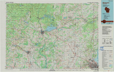 United States Geological Survey Shawano, WI (1984, 100000-Scale) digital map