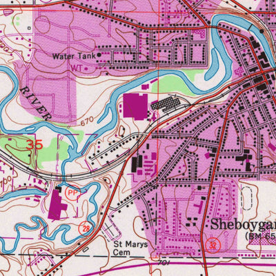 United States Geological Survey Sheboygan Falls, WI (1954, 24000-Scale) digital map