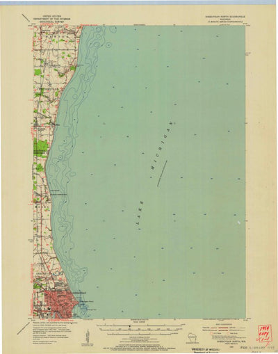 United States Geological Survey Sheboygan North, WI (1954, 62500-Scale) digital map