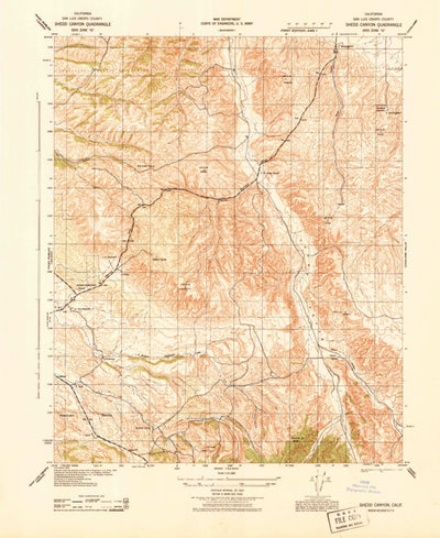 United States Geological Survey Shedd Canyon, CA (1943, 31680-Scale) digital map