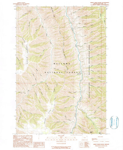 United States Geological Survey Sheep Creek Divide, OR (1990, 24000-Scale) digital map