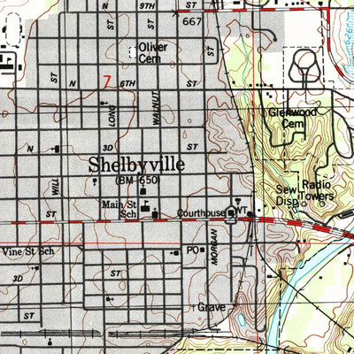 United States Geological Survey Shelbyville, IL (1998, 24000-Scale) digital map
