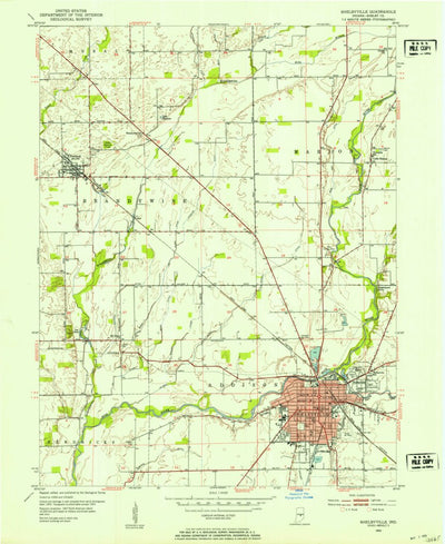 United States Geological Survey Shelbyville, IN (1953, 24000-Scale) digital map