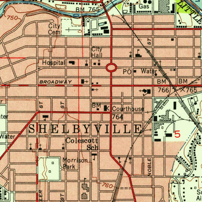 United States Geological Survey Shelbyville, IN (1953, 24000-Scale) digital map