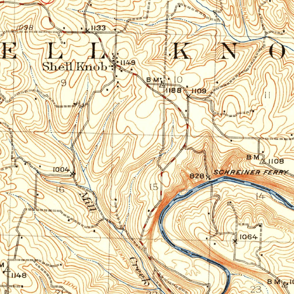 Shell Knob, MO (1927, 62500-Scale) Map by United States Geological ...