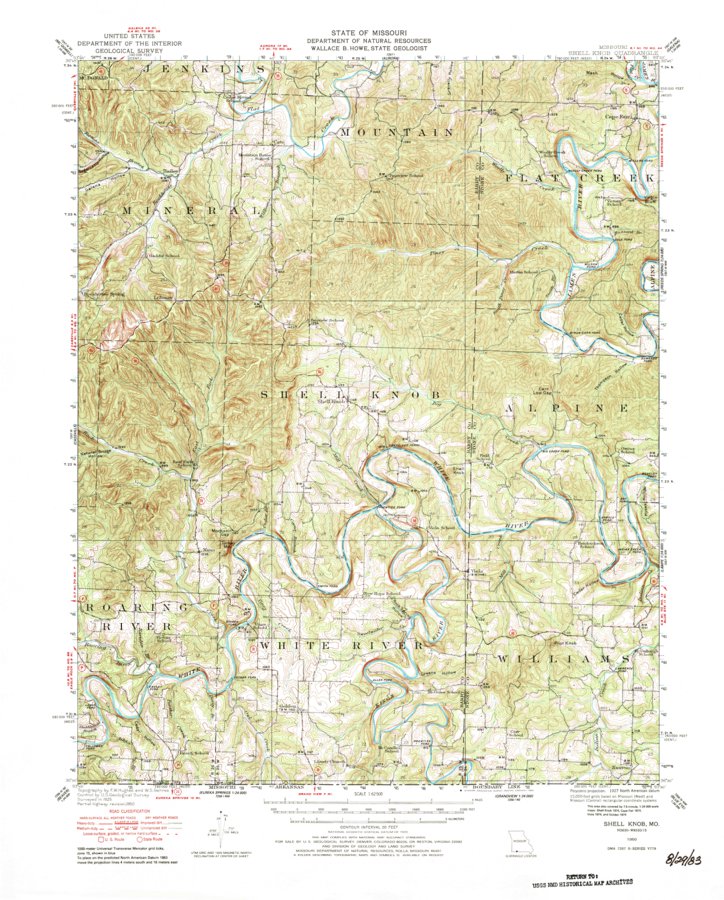 Shell Knob, MO (1950, 62500Scale) Map by United States Geological