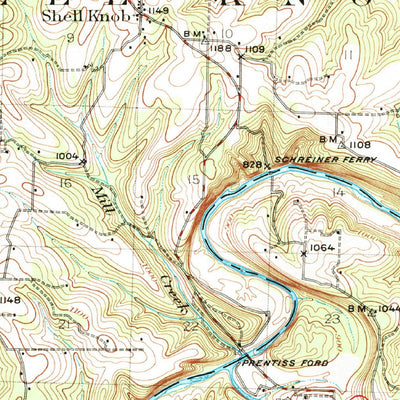 United States Geological Survey Shell Knob, MO (1950, 62500-Scale) digital map