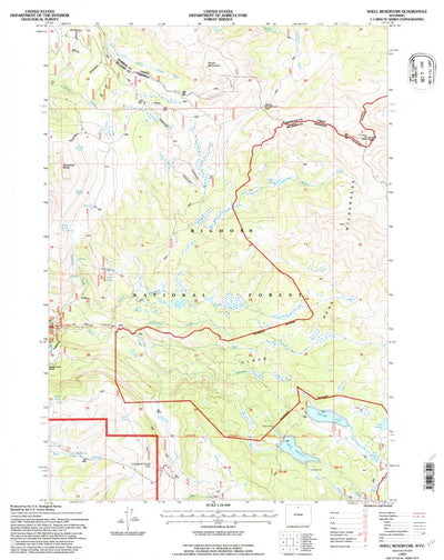 United States Geological Survey Shell Reservoir, WY (1993, 24000-Scale) digital map