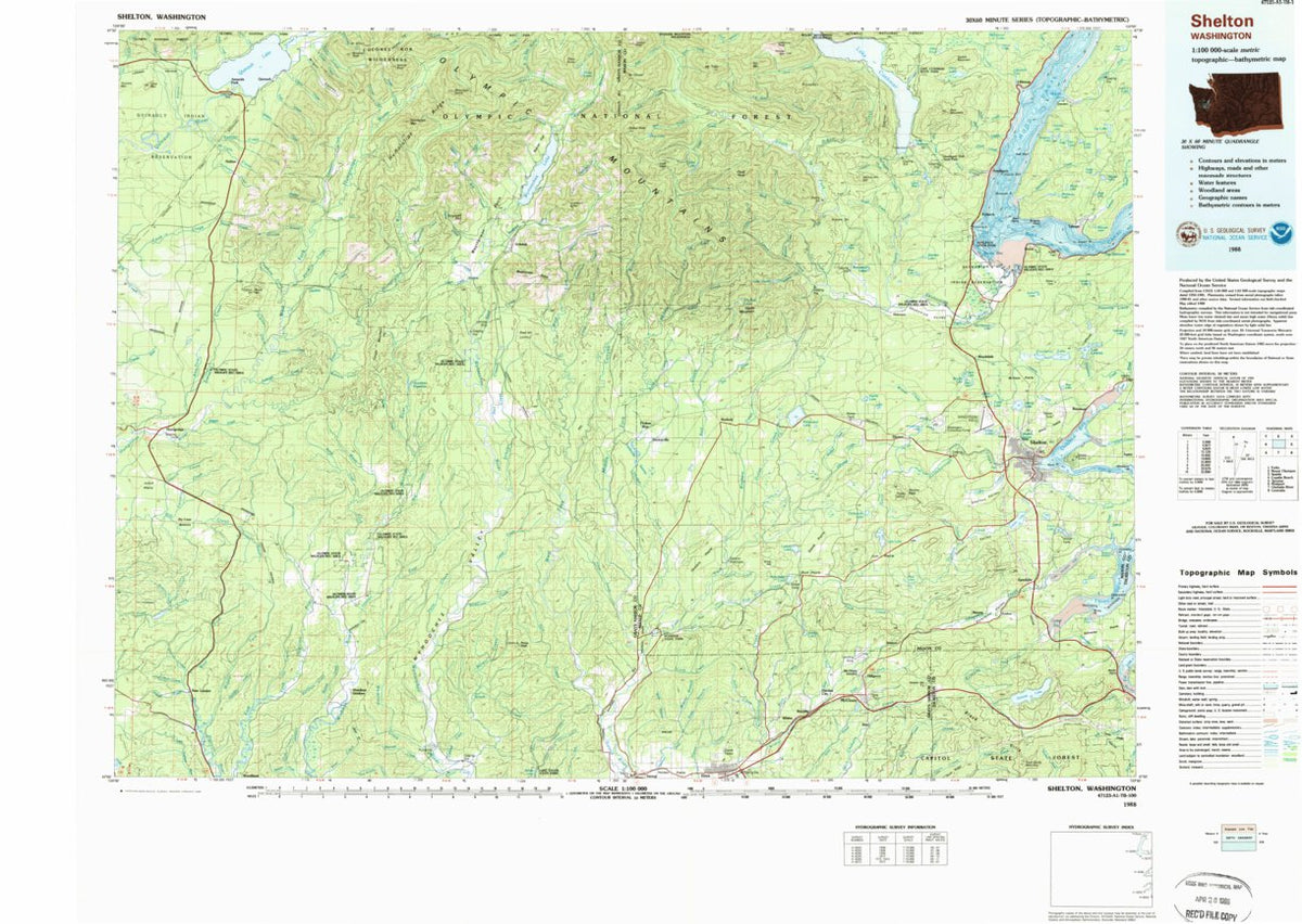 Shelton, WA (1988, 100000-Scale) Map by United States Geological Survey ...