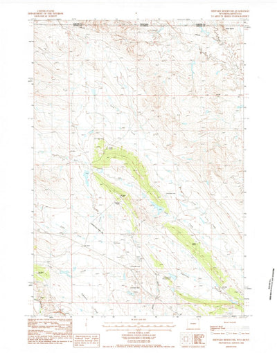 United States Geological Survey Shepard Reservoir, WY-MT (1984, 24000-Scale) digital map