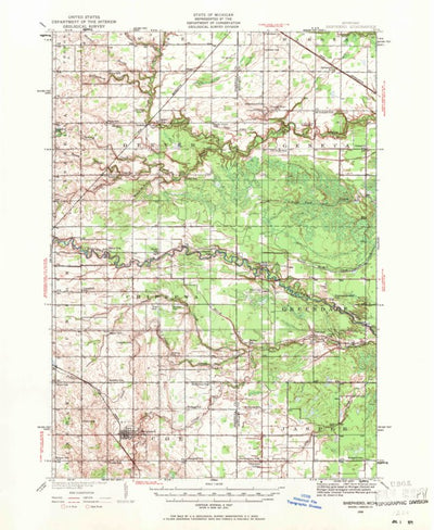 United States Geological Survey Shepherd, MI (1930, 62500-Scale) digital map
