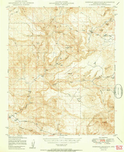 United States Geological Survey Sheridan Mountain, AZ (1950, 62500-Scale) digital map