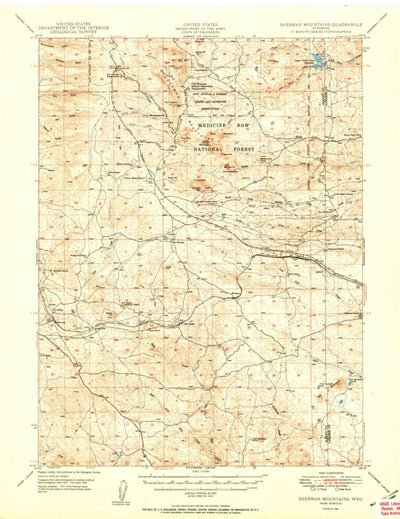 United States Geological Survey Sherman Mountains, WY (1950, 62500-Scale) digital map
