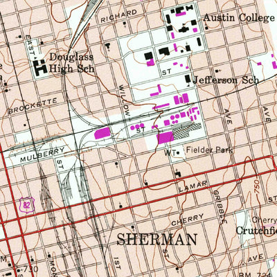 United States Geological Survey Sherman, TX (1958, 24000-Scale) digital map