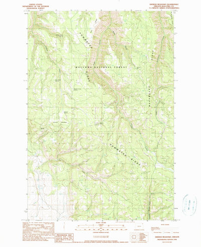 United States Geological Survey Sherod Meadows, OR (1990, 24000-Scale) digital map